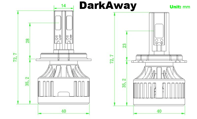 Darkaway AC 8 V-80 V H4 светодиодный лампы велосипед мотоцикл светодиодный фар 40 Вт 4000Lm HS1 штекер H6 PH7 PH8 BA20D светодиодный налобный фонарь 360 луч IP67