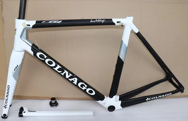 Полностью карбоновая велосипедная Рама Colnago C64, карбоновая велосипедная Рама для шоссейного велосипеда Di2, наклонная черная Золотая велосипедная Рама C64, немецкая команда - Цвет: White black