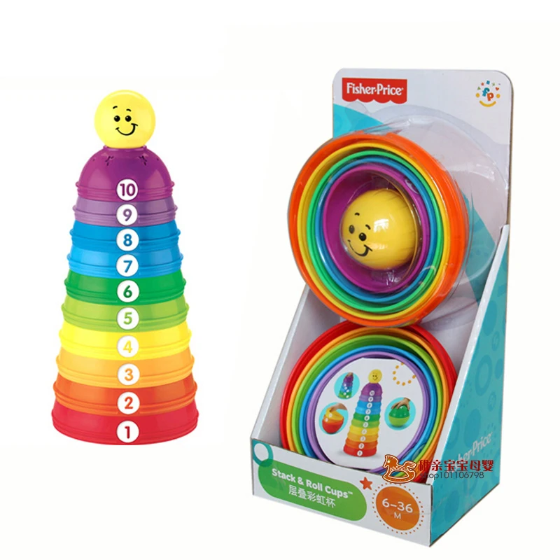 Fisher-Price Brilliant Basics Stack& ролл чашки Детские обучающие игрушки пьерwsze kockki Malucha K7166 для детей подарок на день рождения