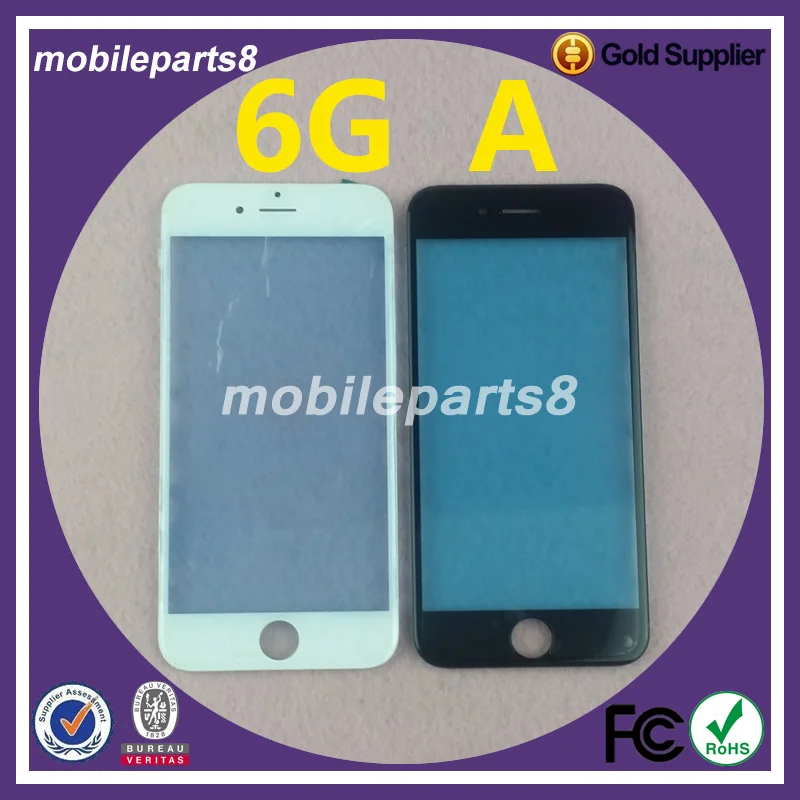 10pcs/lot free shipping Glass with frame for iPhone 6 4.7&quot Front Screen Outer Replacement Black or White | Мобильные телефоны и