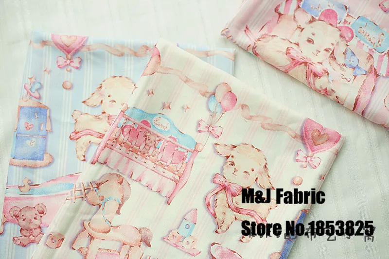 

100*140cm Little Lamb Baby room Slub linen fabric Sewing Fabric DIY Handmade Material Patchwork lolita dress curtain