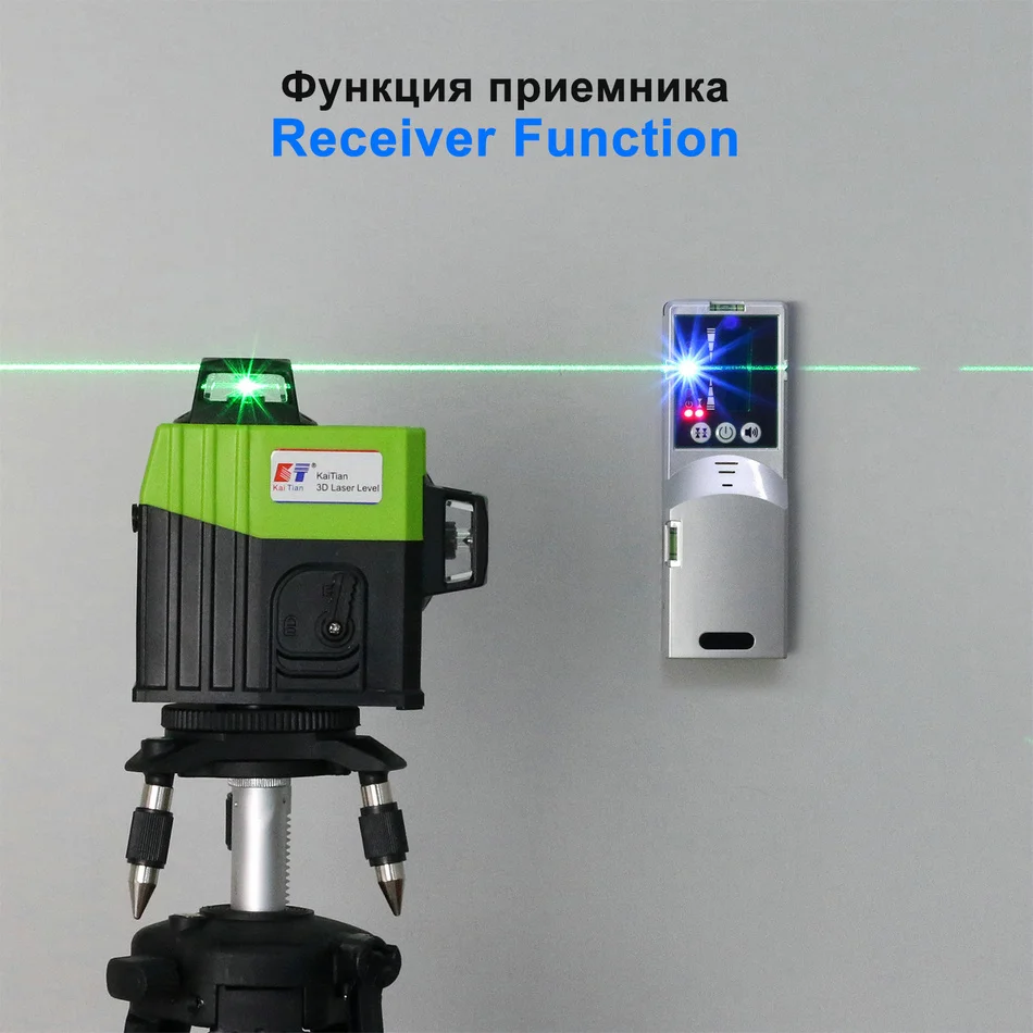 Kaitian лазерный уровень зеленый 12 линий 3d нивелир 360 градусов поворотный