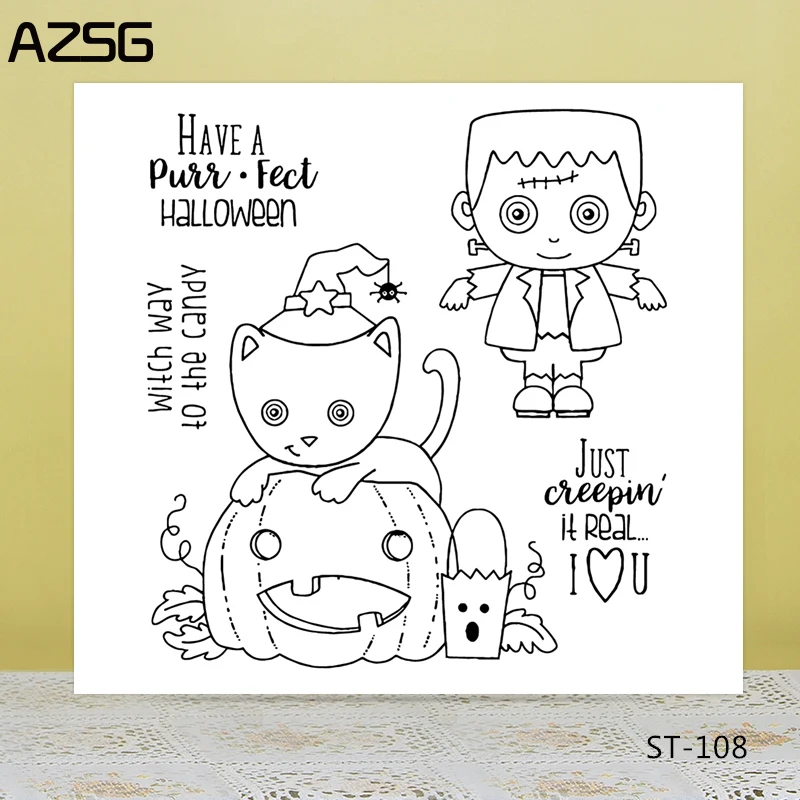 

Halloween/Zombie/cats Transparent Silicone Clear Stamps/seal for DIY Scrapbooking/Card Making/Photo Album Decoration Supplies