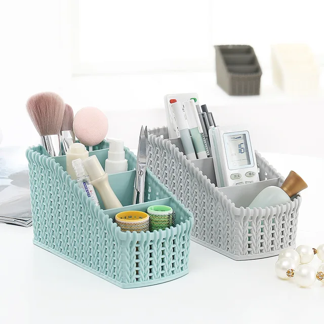 Imitation Rattan Office Debris Storage Baskets Cosmetics Remote