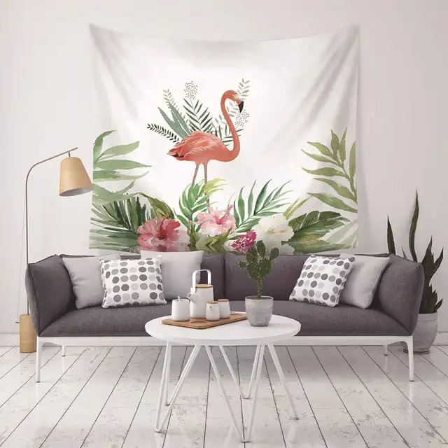 pink flamingo tapestry tropical