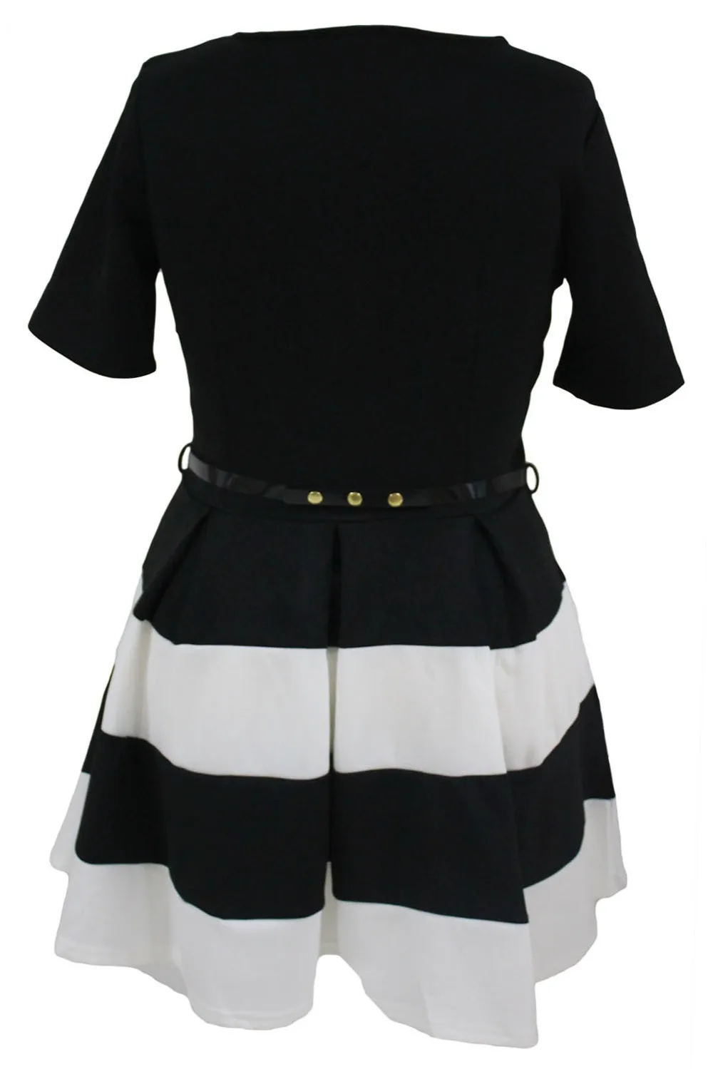 White-Stripes-Detail-Belted-Plus-Size-Skater-Dress-LC22806-1-4