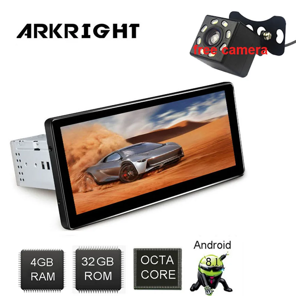 ARKRIGHT 8,8 ''1Din Android 8,1 автомобильный Радио Мультимедиа Видео плеер Универсальный Авто Стерео gps навигация с DSP