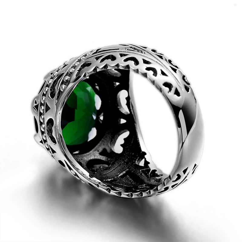 Szjinao Real 925 Sterling Silver 13*13m Round Wedding Emerald Men's Ring Gemstone Birthday Stone Vintage Unisex Turkish Jewelry - Image 4