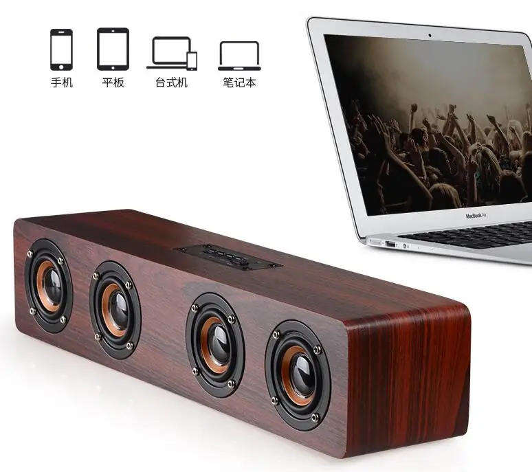 Walupine Bluetooth мобильный телефон деревянный динамик Mp3 плеер USB диск TF слот для карты для ноутбука компьютер громкий динамик усилитель 4X3 Вт