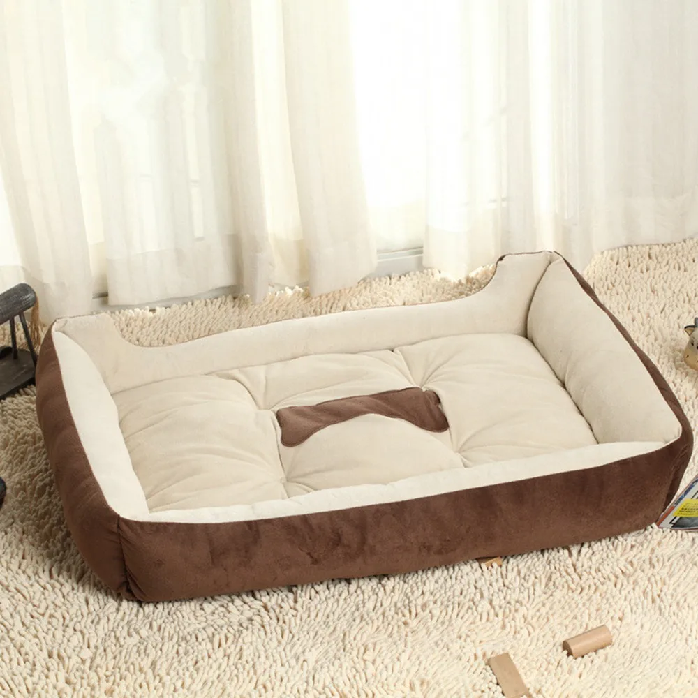 Bone Print Cat Dog Bed Rectangle Dog Beds for Small Dogs Waterproof