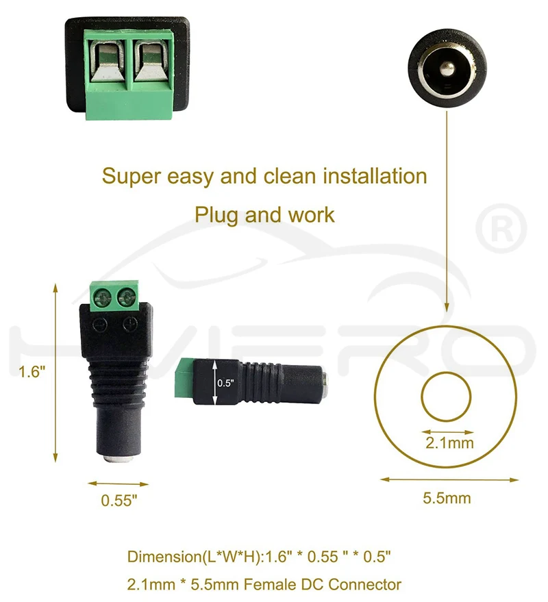 1X пайка 2pin светодиодный разъем постоянного тока с женским DC 12 В для 5050 3528 2835 3014 Светодиодный светодиодный светильник