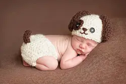 Бесплатная доставка, новорожденный щенок шапка собака Hat & крышка пеленки Комплект для малышей, новорожденных крючком Фото Опора