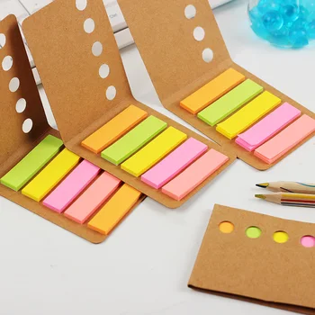 

Coloffice 3PCS/lot Rainbow memo pads Diary Sticker kraft paper labels Notes Folding Memo Pad Sticky Notes Office School Supplies