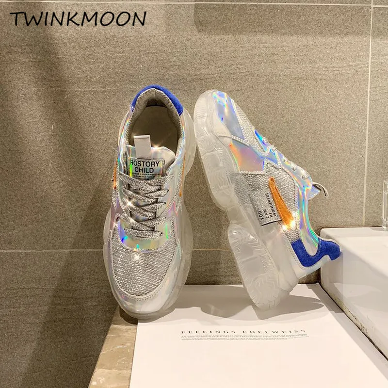 holographic chunky trainers