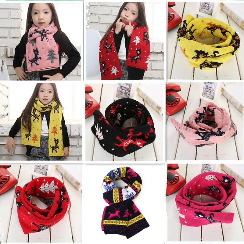 

Lady Girl Christmas Deer Printed Knitted Scarf Warm Shawls Bohemia Scarves