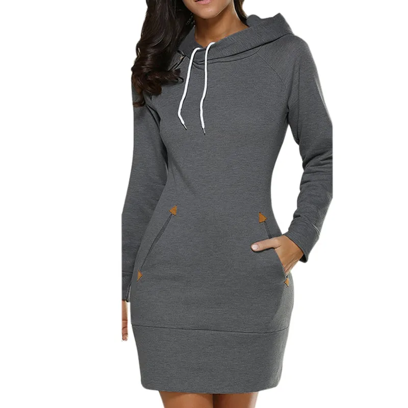 winter Dress For Women 2018 Autumn Warm Slim Cotton Long Sleeve Hooded ...