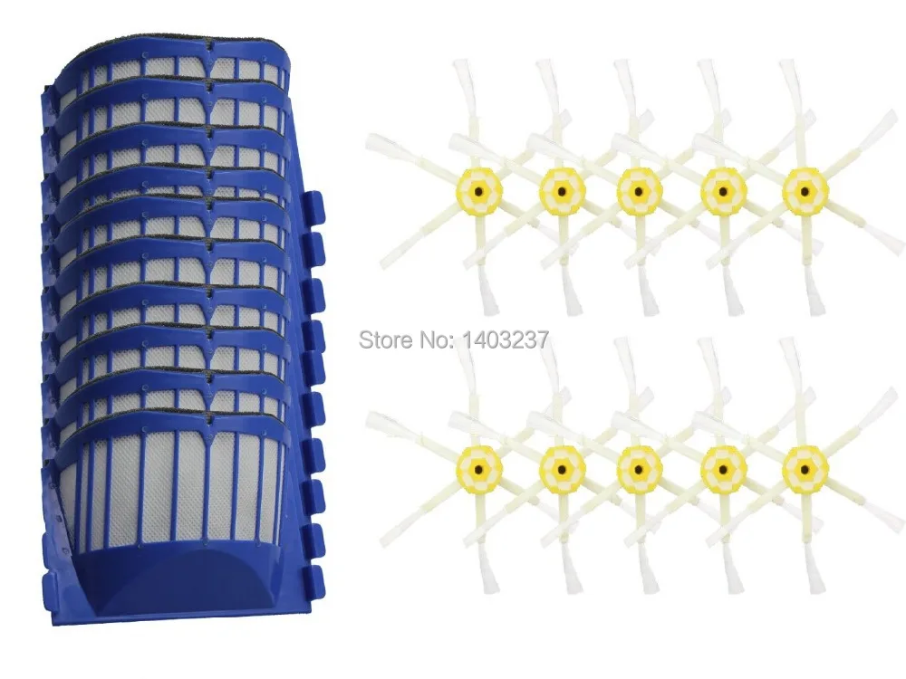 

10 Side Brushes & 10 Aero Vac Filters for iRobot Roomba 550 Series Vacuum Cleaner Accessory Kit Replacement