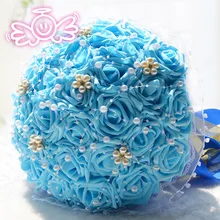 Романтический кристалл жемчуг шелковая лента искусственный имитировать 30 роз Свадебные цветы Свадебный букет невесты свадебные букеты