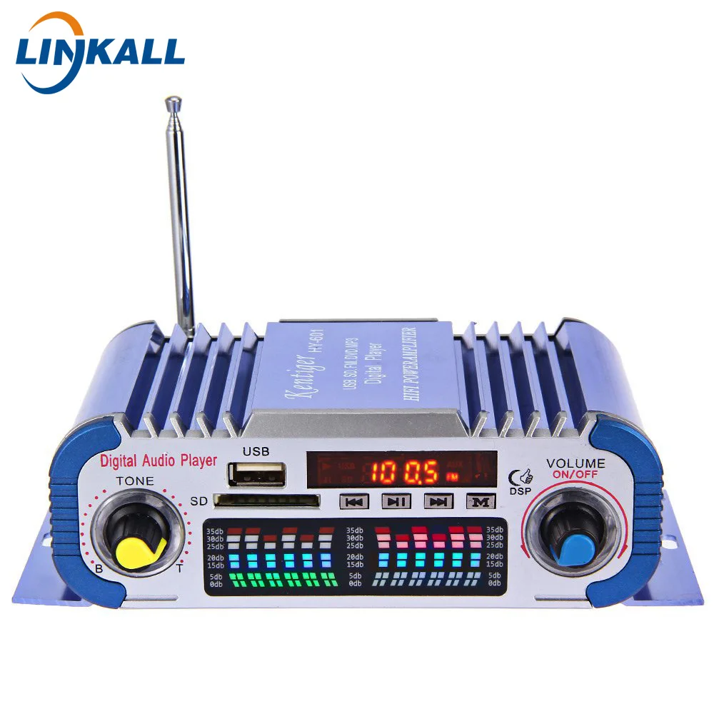 HY601 LED USB Fm-радио Стерео HI-FI Аудио Усилитель Мотоцикл MP3 Цифровой Спикер с