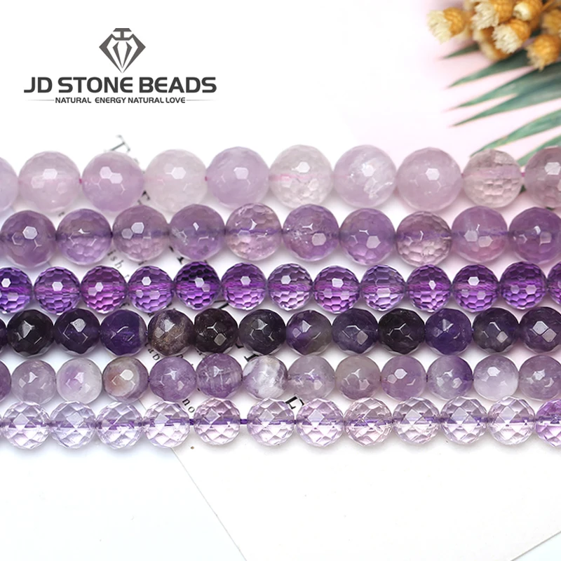 6 Colors Natural Faceted Amethyst Beads Violet Quartz Amethyst Gemstone Fancey Bracelet Necklace Accessory For Jewelry Making