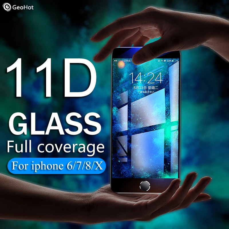 11D Защитное стекло для iphone 6 7 6S 8 plus X XS MAX стекло для iphone 7 6 8 X XS MAX Защитное стекло для экрана на iphone 6 7 8 6S XR