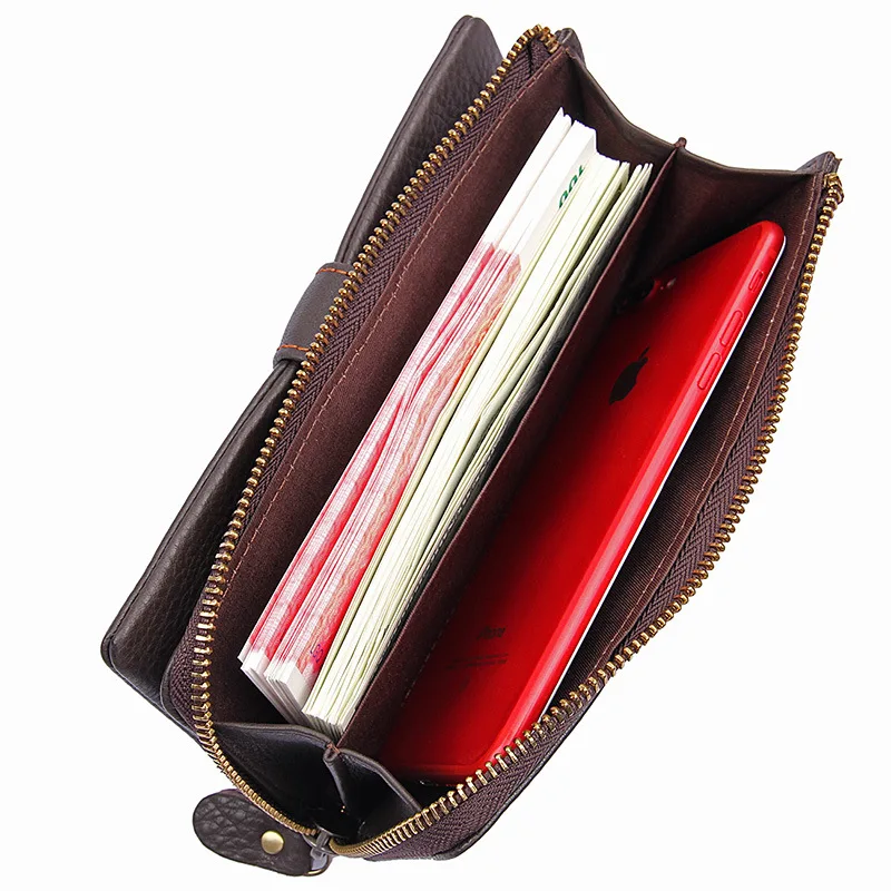 Продажа Длинный мужской кошелек из натуральной кожи кошельки кожаные