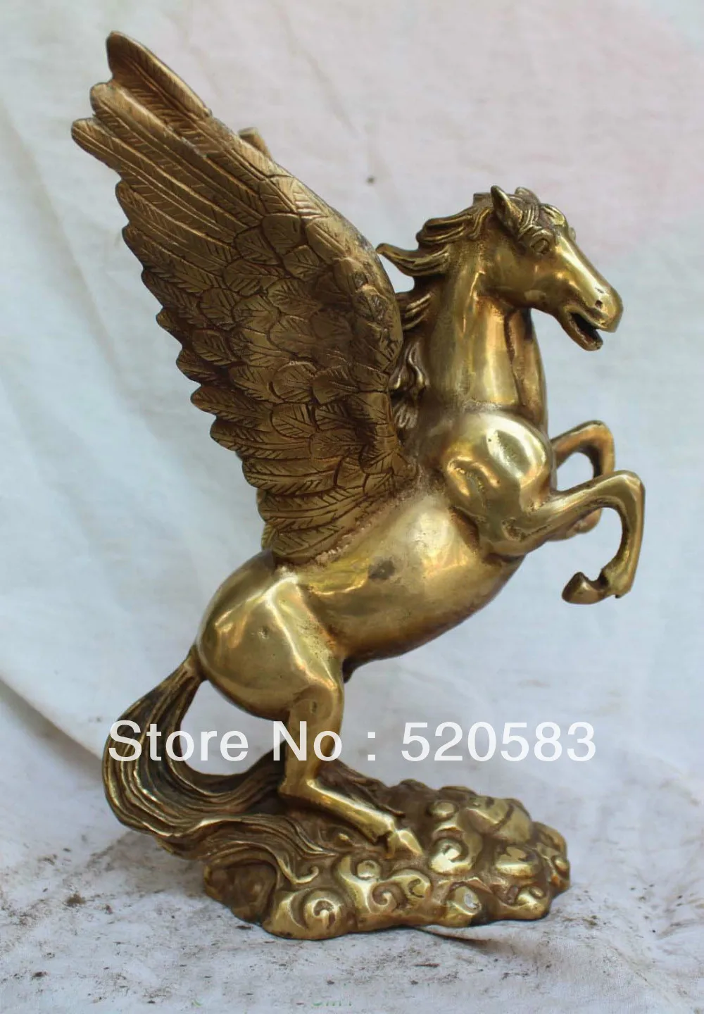 

11" Chinese Bronze Carved Animal Lucky Sucessful Running Flying Horse