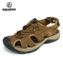 New Design 2017 Sandals Men Full Grain Leather Shoes Men Waterproof Beach Shoes Flip Flops US6.5-10# Summer Shoes Casual Sandals