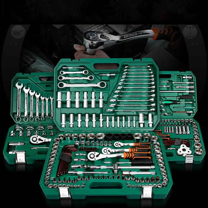 New General Household Car AUTO Repair font b Tool b font Kit with Plastic Toolbox Storage
