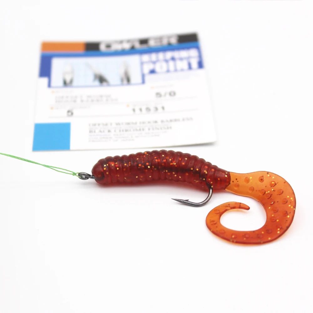 1 pack Offset Worm Hook Brabless Fishing Hook 9 Sizes 5/0#-6# Crank Worm Sharp Hook Fishhook Strength hook owner