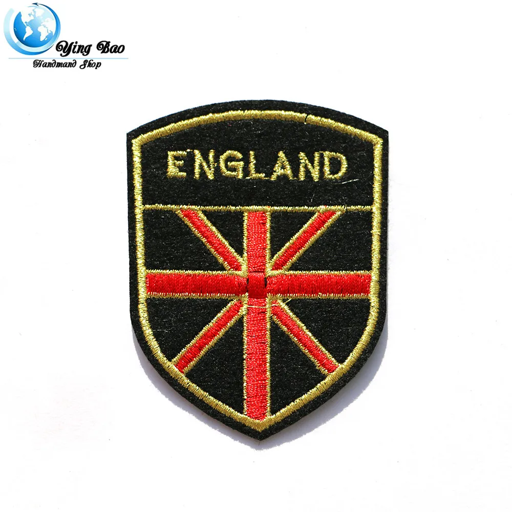

New 1 pcs size :6*7.5 cm Iron-on Embroiered black ENGLAND badge STYLE garment Appliques accessory patches Free shipping P-32