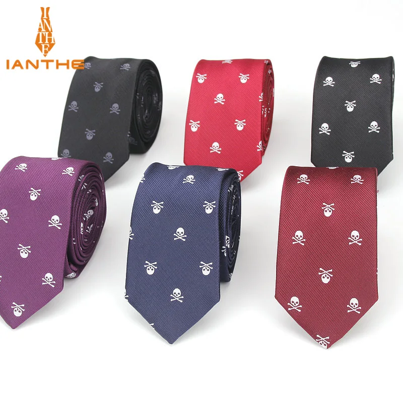 

Brand New Men's Casual Slim Skull Ties For Men Classic Polyester Neckties Fashion Man Tie for Wedding Party Male tie Neckwear