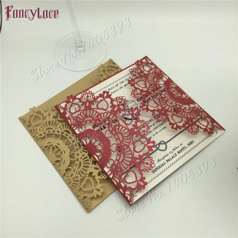 

50pcs Laser Cut Hollow Flower Wedding Invitations Card Elegant Custom With Inner Sheet Event Birthday Party Wedding Decoration