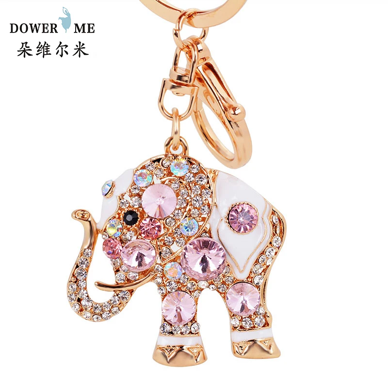 

Trendy Rhinestones Elephant Keychain Colorful Crystal Key Chains Car Key Ring Charm Female Llaveros Cute Key Holder Bag Pendant