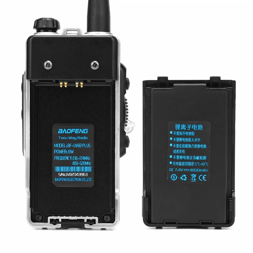 2 упак./лот baofeng UV-B2Plus иди и болтай walkie talkie 8 Вт 10 км мобильное радио CB dual band 136-174/400-520 МГц 4800 мАч UV5RX охоты Ham радио