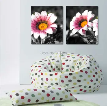 

2 panels color daisy flower Wall art painting pictures print on canvas for home Office decoration