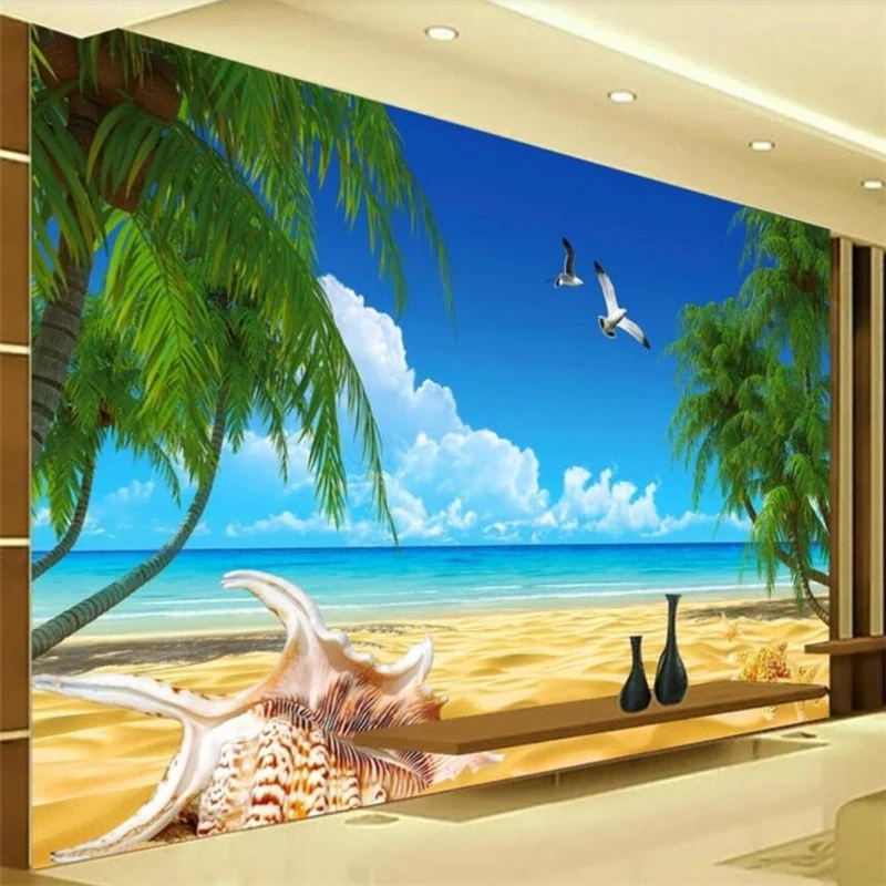 Beibehang заказ фото обои 3d стереовидение Пальмовая комната обои с декоративной живописью ТВ фоне обоев 3d росписи