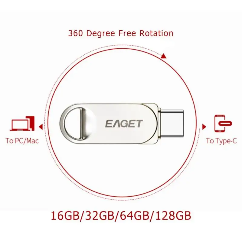 EAGET CU31/CU30/CU20 16 Гб/32 ГБ/64 Гб/128 ГБ металлическая флеш-накопитель USB 3,0 карта памяти для хранения телефона OTG type-C флеш-накопитель мини u-диск