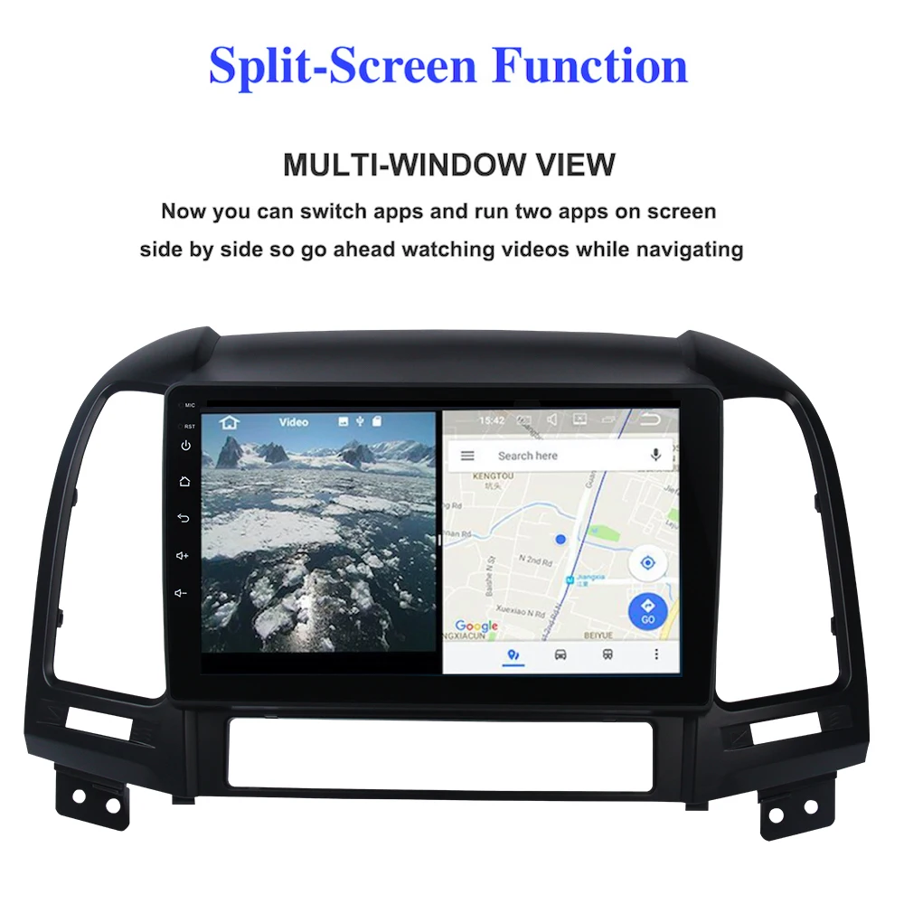 Top 1 din Android 9.0 Car Radio for Hyundai Santa Fe GPS Navigation 2006 2007 2008 2009 2010 2011 with 9" Touch Screen 1080P 2