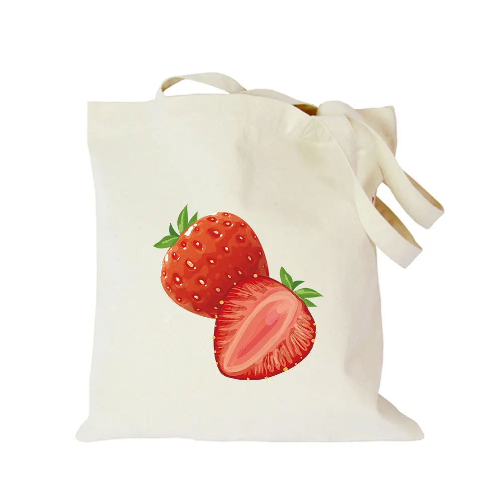 Origina kawaii canvas strawberry custom tote bag customize eco diy logo shopping bag with logo Dachshund Shepherd Dog Poodle (2)