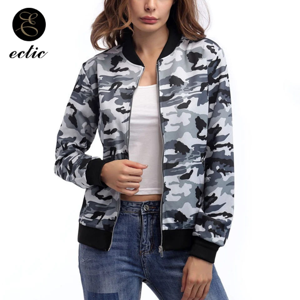 

Camo Camouflage Autumn Coat Autumn Baseball Womens Military Clothing Women Bomber Jackets Long Sleeve Casual Jacket Winter 2019