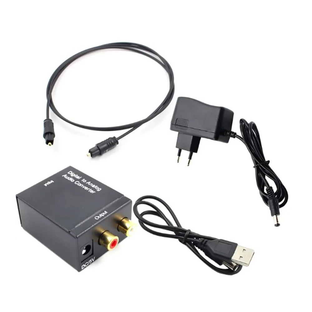 

RCA Digital To Analog Audio Converter Adapter Black Digital Optical Coaxial Toslink Signal To Analog Audio Converter Adapter
