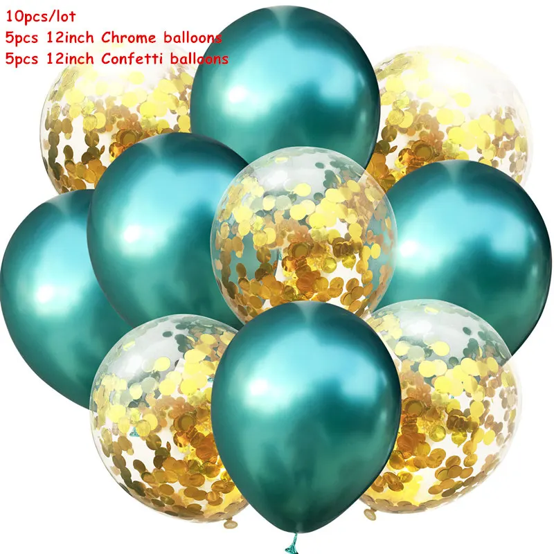15/10 шт. 12 дюймов металлическая хромированная воздушных шаров из латекса, прозрачно-серебристый конфетти шар для свадьбы и Дня Рождения Розовое латексные золотистые вечерние декор для детей - Цвет: Mix 10pcs Set 7