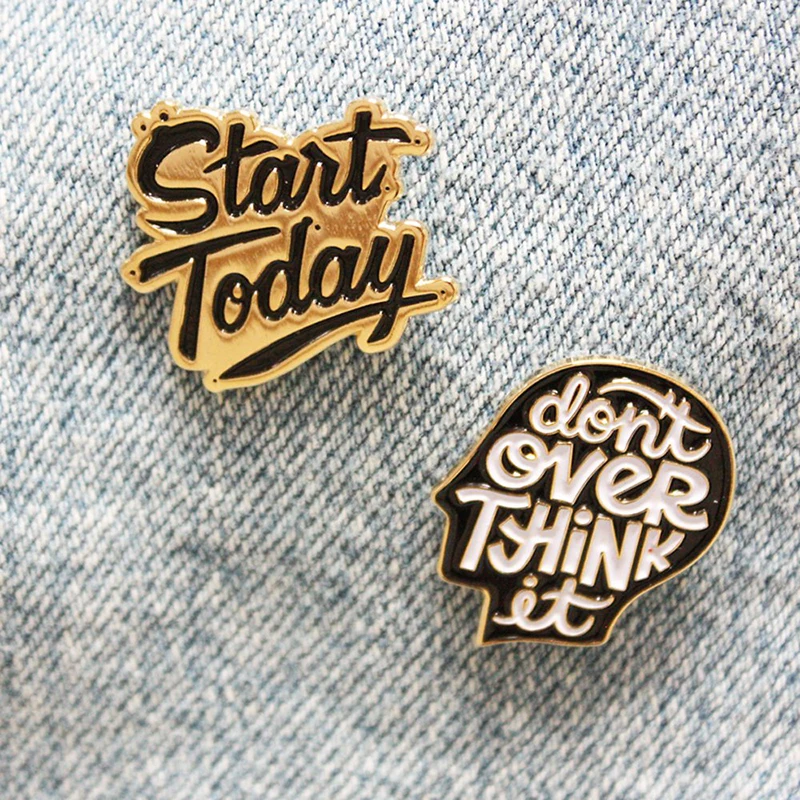 

Stant Today Don't overthink it ! Inspiring Retro Bronze Enamel Brooches Pin perfect gift for Anxiety disorders Friends