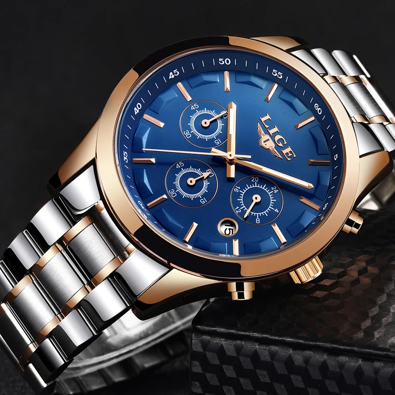 LIGE Men Watch Top Luxury Brand Fashion Quartz WristWatch Male ...