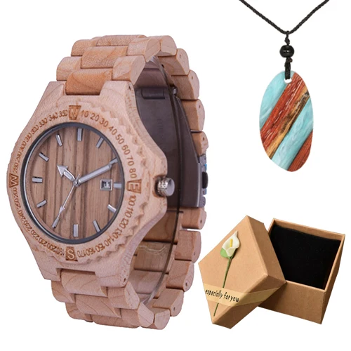 Светильник из дерева, мужские часы, Топ бренд, дизайнерские классические роскошные кварцевые часы, отображение даты, часы, мужские часы, подарок, Прямая поставка - Цвет: white watch box gift