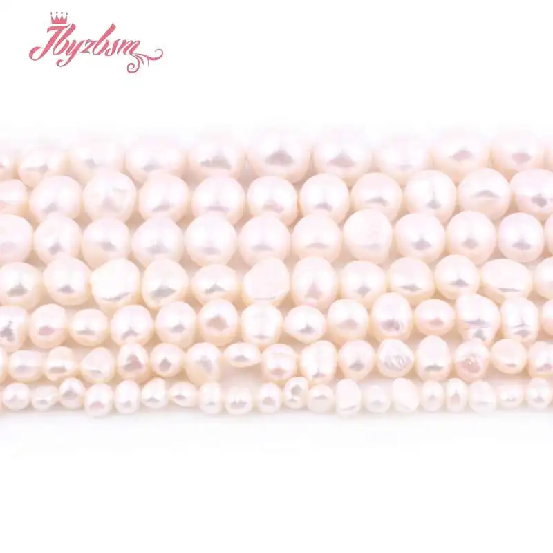 3-4/5-7/6-8/8-9mm Natural Freshwater Pearl White Freeform Natural Stone Beads For DIY Women Necklace Bracelet Jewelry Making 15″