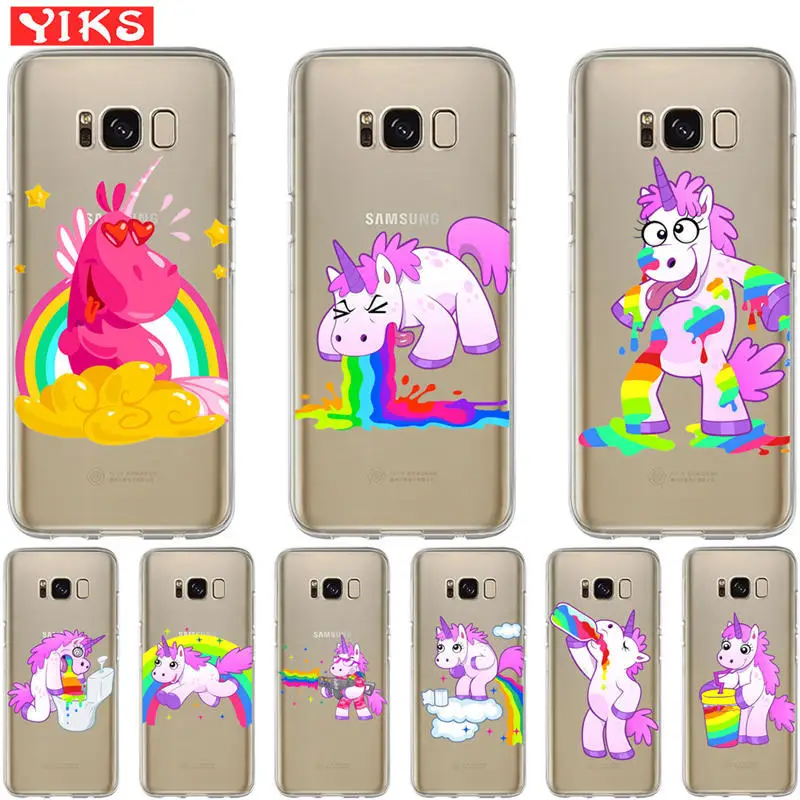 

For Samsung Galaxy S8 S9 Plus S6 S7 Edge Note 8 9 Luxury cute cartoon unicorn Cover Case Silicone Fundas Coque Capinha Etui