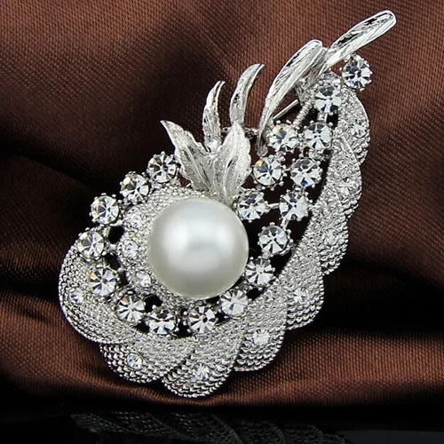 

Retail!! Vintage Fashion Exquisite Diamante Pearl Flower Pin Brooch Woman Collar Broach