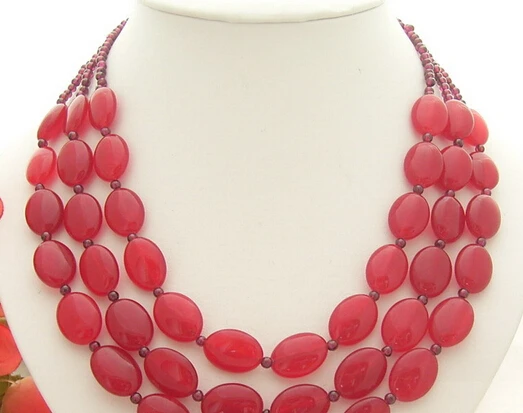 

ddh003532 3Strds Garnet&Jade Necklace